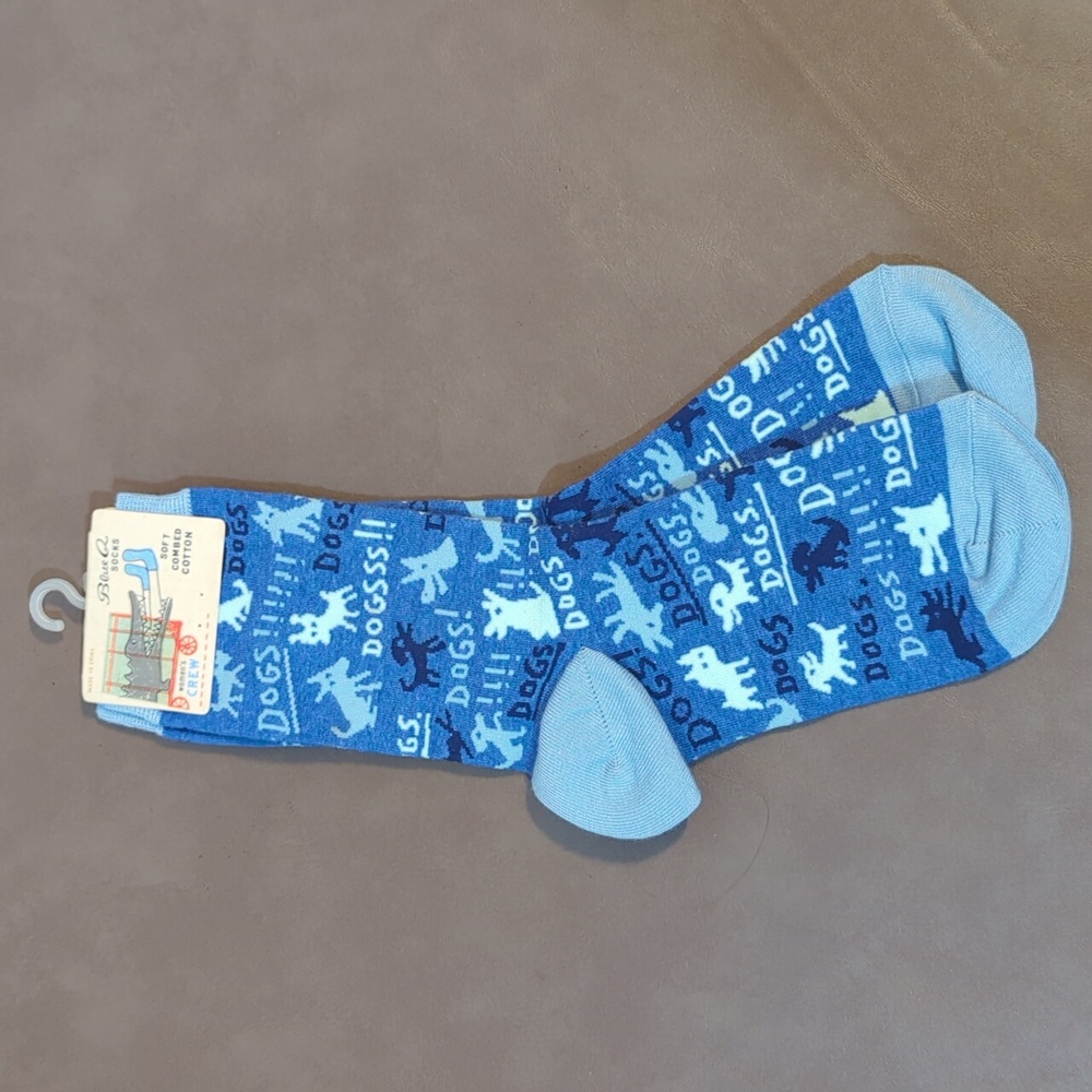 Blue Q Socks Dogs Women’s Crew New with Tags Soft Combed Cotton